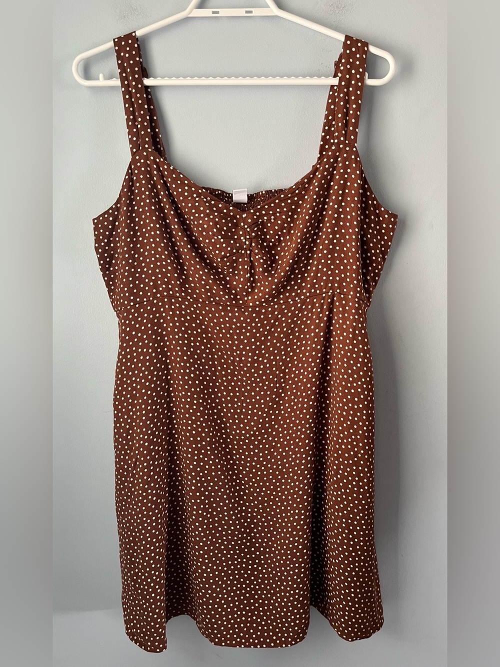 Old Navy Brown & White Polka Dot Relaxed Fit Mini Dress Pockets Size L